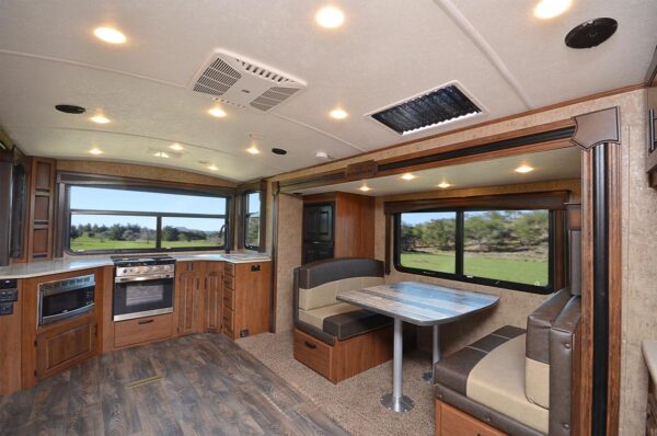 Outdoors RV interior dinette space
