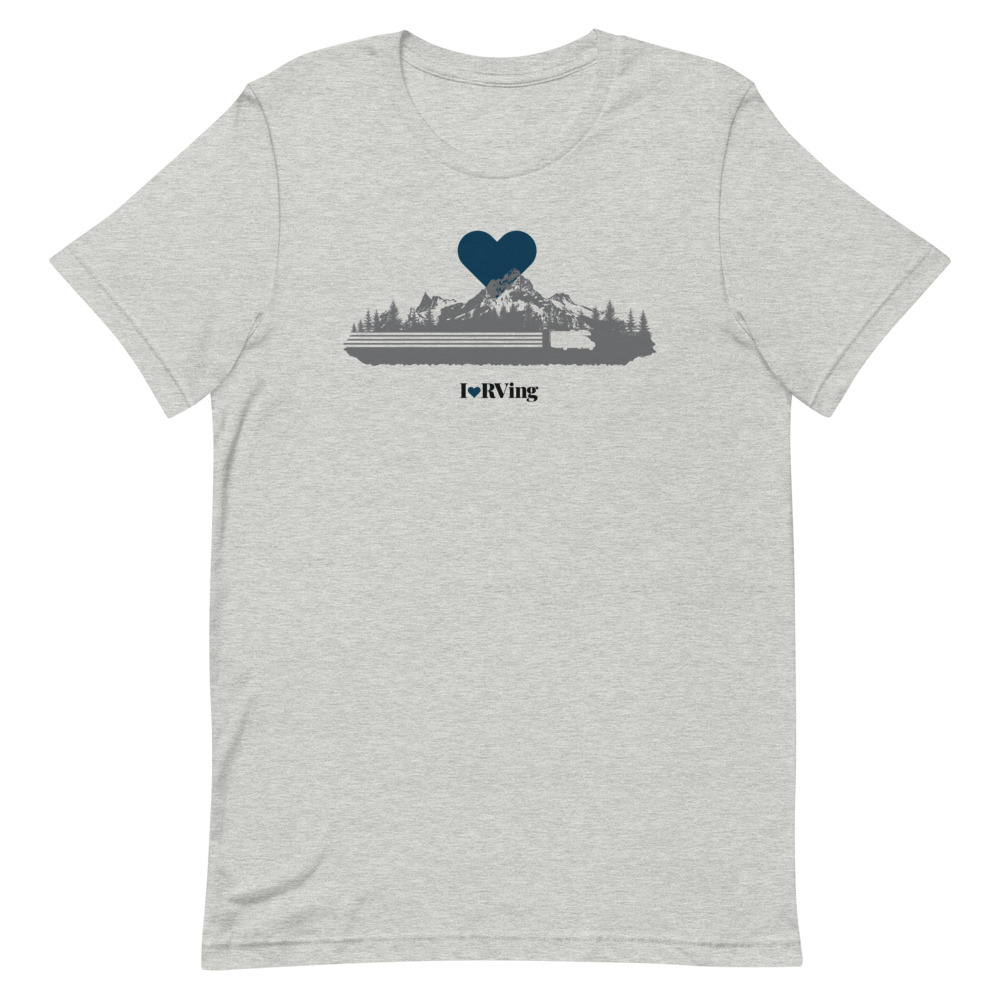 I Heart RVing in the Mountains (BLUE) Short-sleeve unisex t-shirt