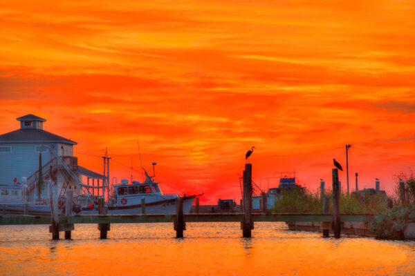 Rockport with orange sunset