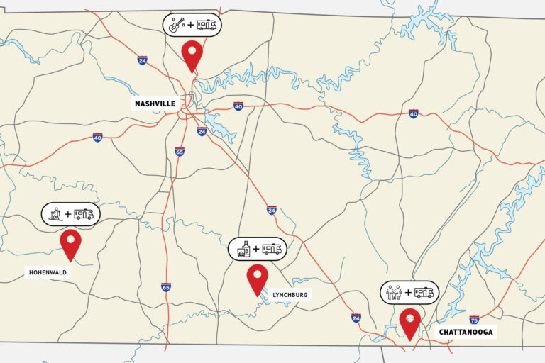Map of Middle TN campgrounds