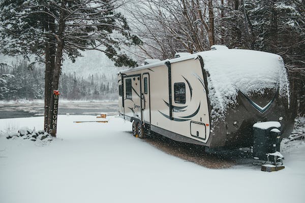RV Trailer in the snow