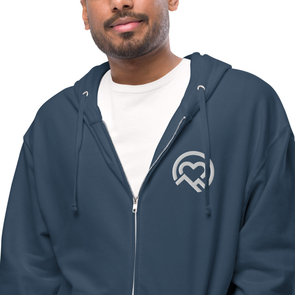 Unisex fleece zip up hoodie